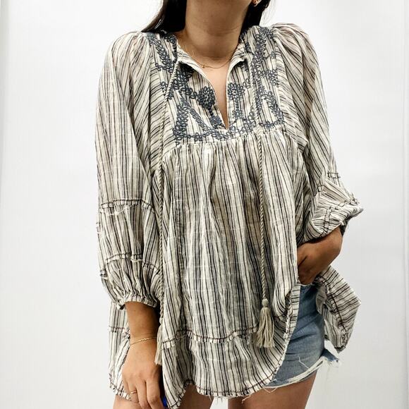 By Together Tops - By Together S/M grey striped blouse
